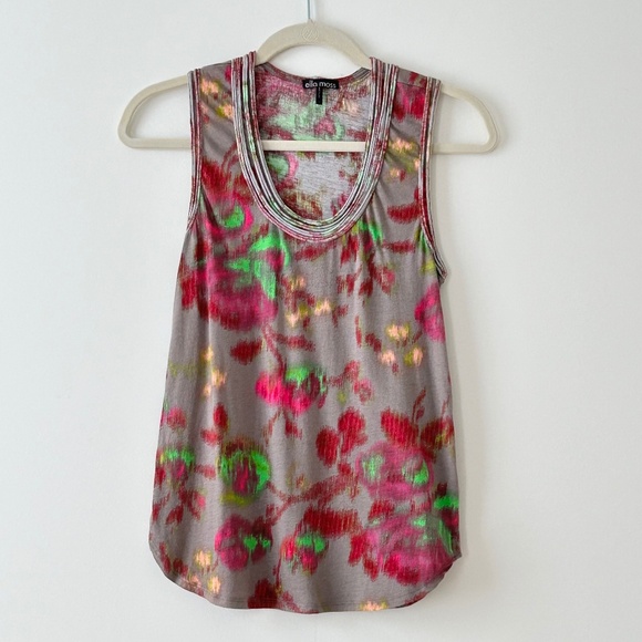 Anthropologie Ella Moss Gray Secret Grove Tank Made In USA - Picture 1 of 16